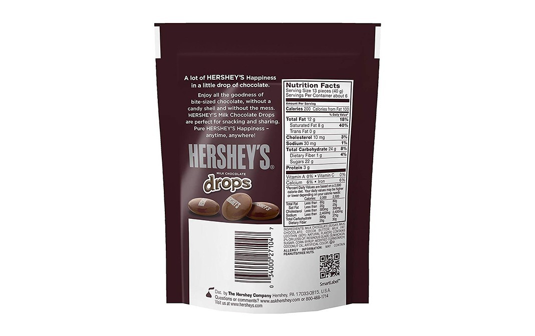Hershey's Milk Chocolate Drops    Pack  226 grams